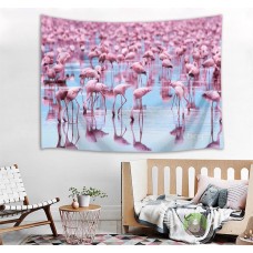 Wall Hanging Tapestry Livingroom Sheet Bedspread Crowed Flamingos By The Sea   253815394177